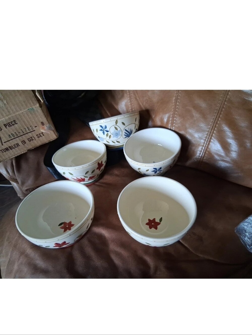 World Market  Multi Color Floral Ceramic Bowls 5